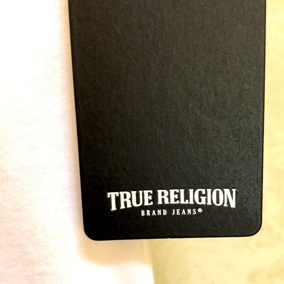 New True Religion Womens short sleeve t shirt. L. Black and shimmer gold writing - Picture 8 of 15
